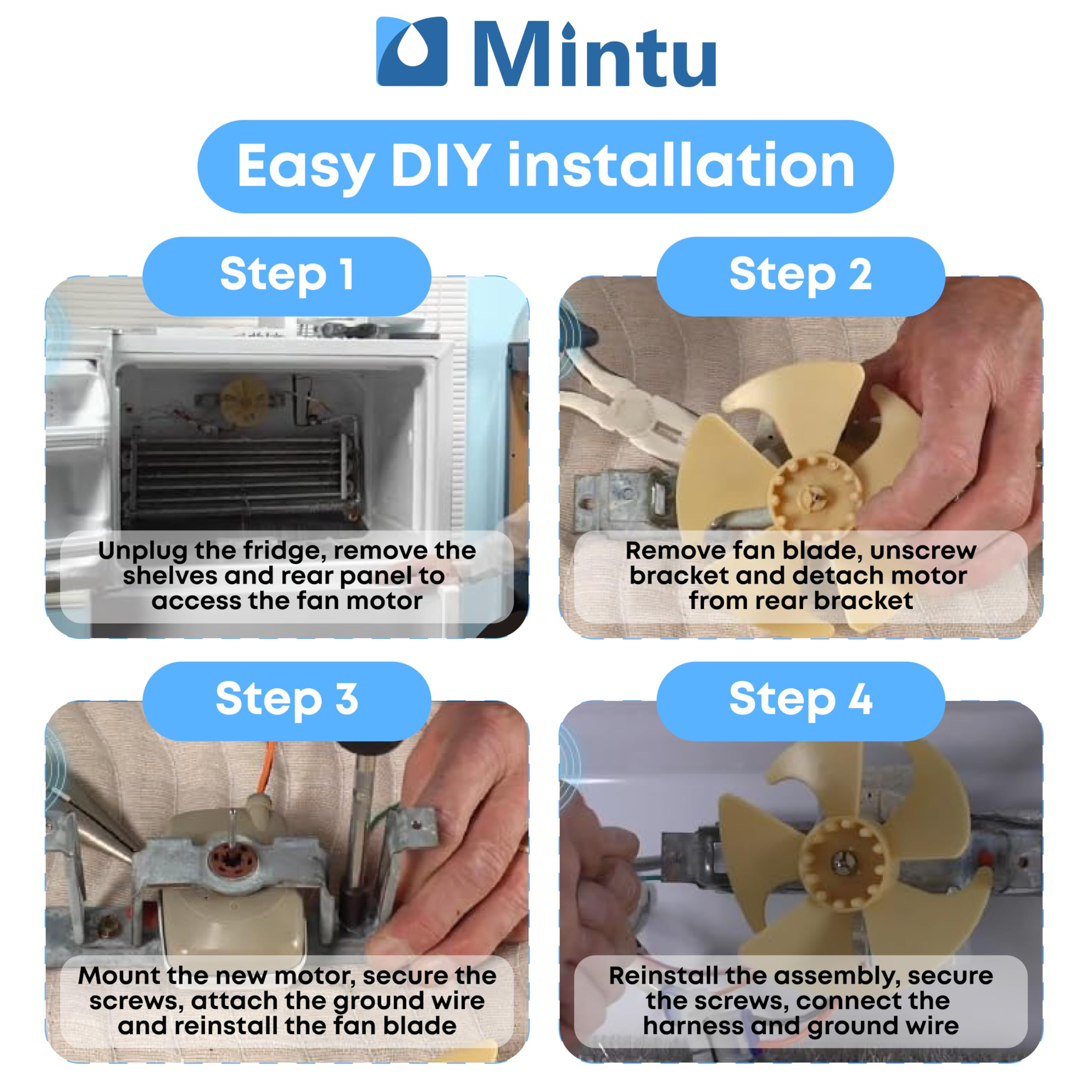Amazon.com: Mintu Refrigerator Evaporator Fan Motor Replacement